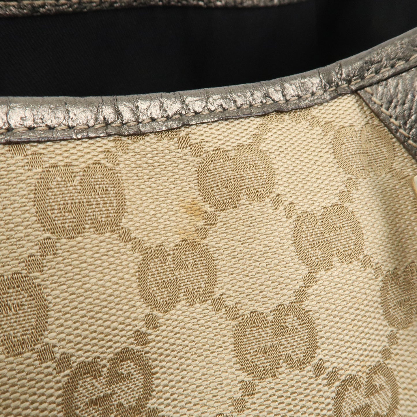 GUCCI Abbey GG Canvas Leather Tote Hand Bag Beige 130736