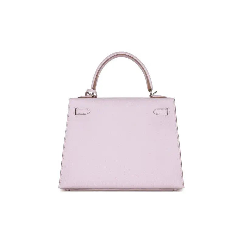 HERMES Kelly Bag Epsom Leather Handbag (25,28) Mauve Pale Dream Purple  silver hardware