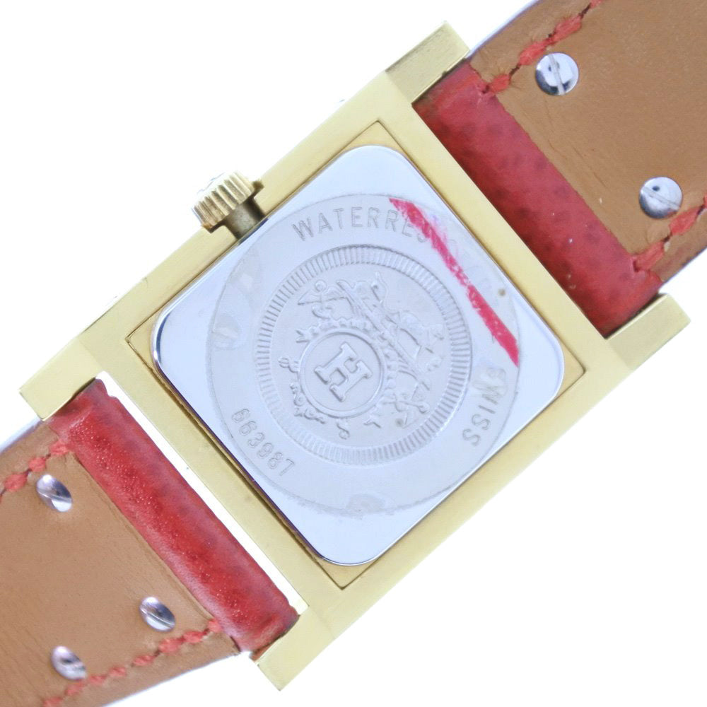 HERMES Watches Quartz Plated Gold , Leather gold Medor White dial Women Used