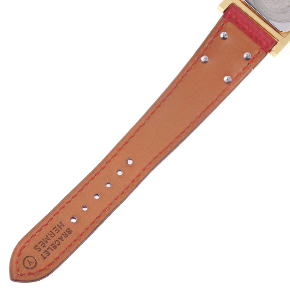 HERMES Watches Quartz Plated Gold , Leather gold Medor White dial Women Used