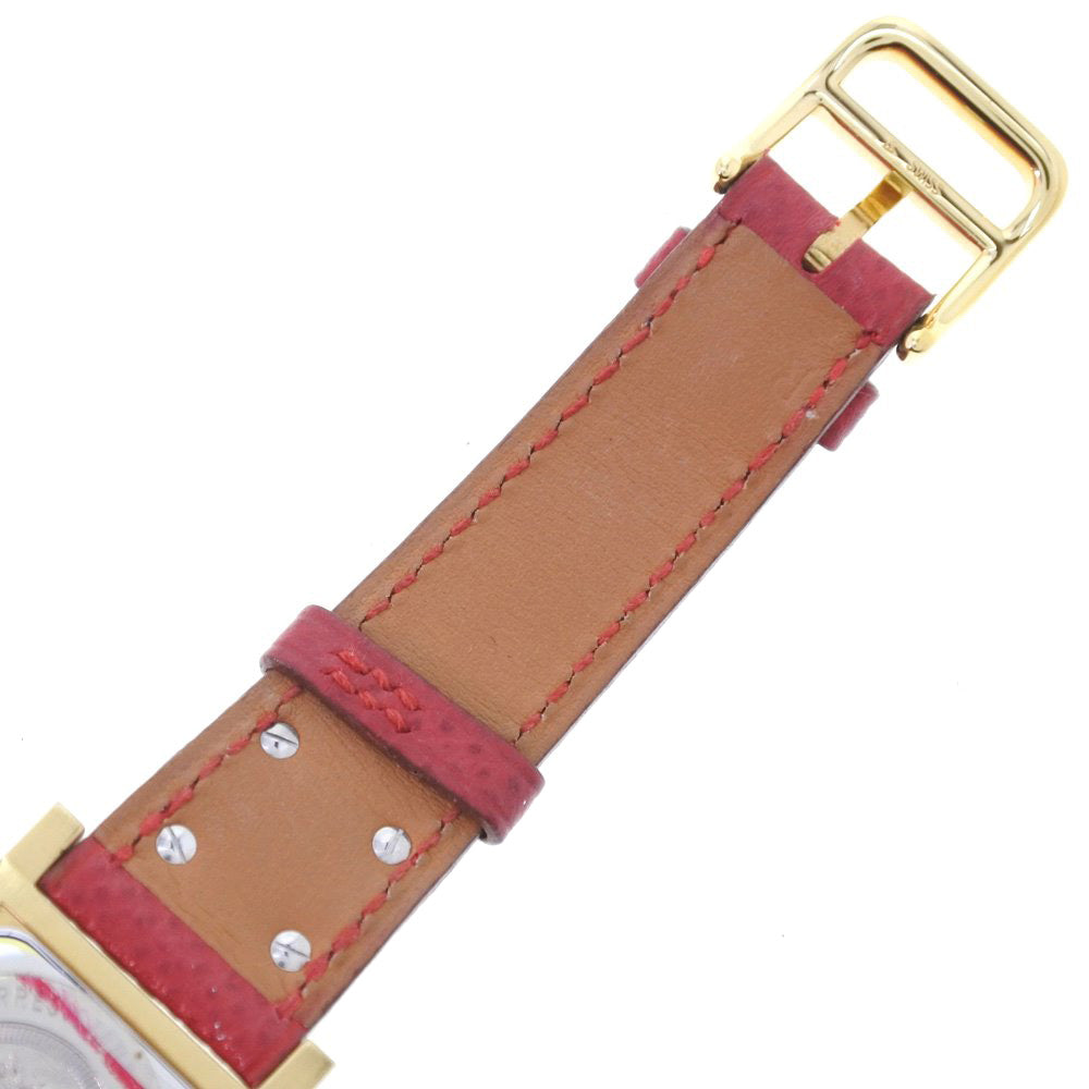 HERMES Watches Quartz Plated Gold , Leather gold Medor White dial Women Used
