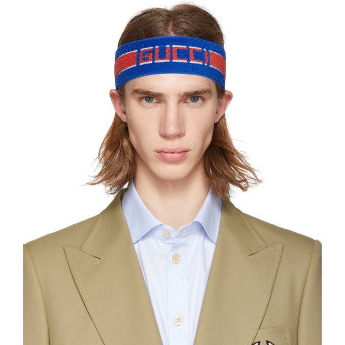 Gucci Queen Heron Headband and Wristband Set in Blue