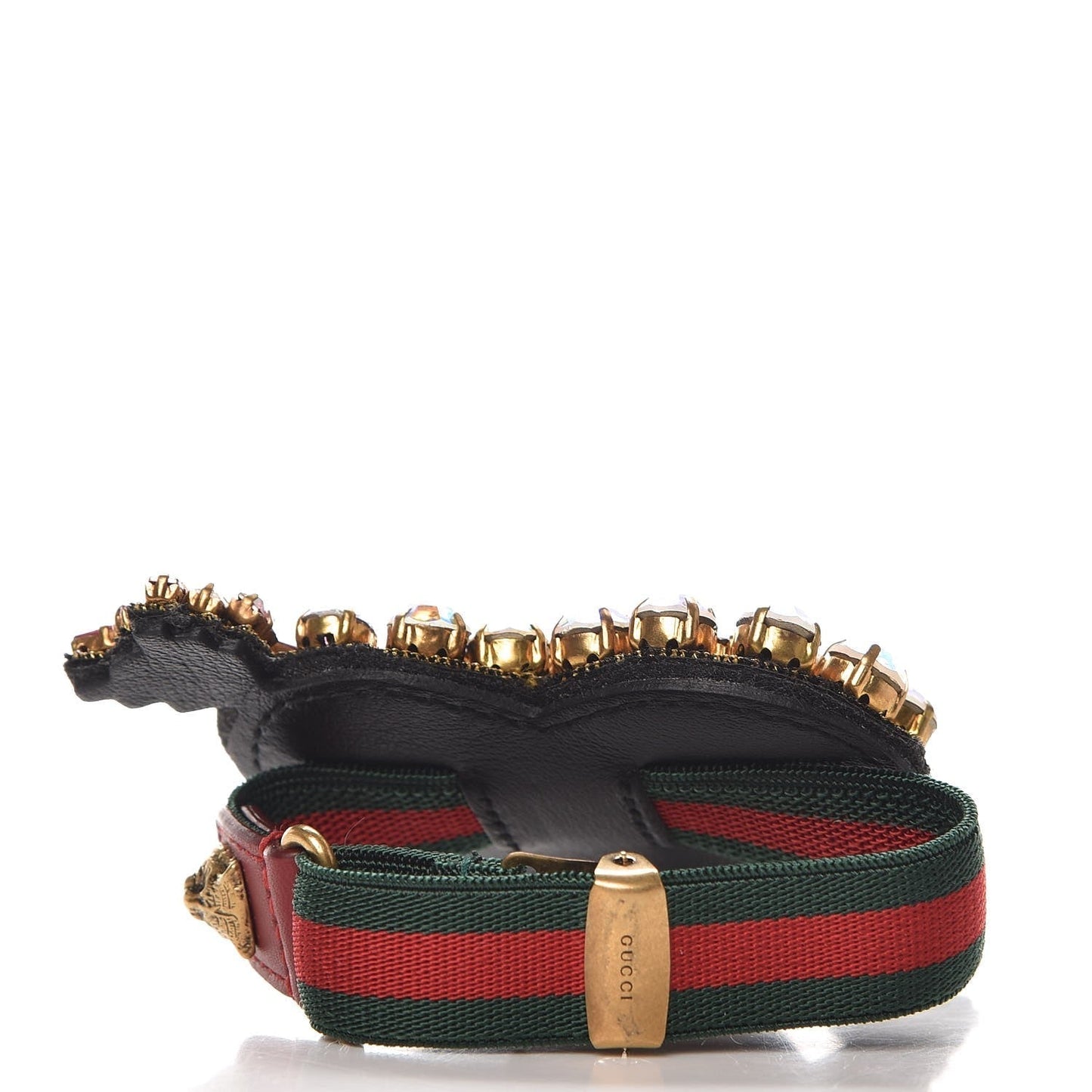 Gucci Web Crystal Heart Bracelet in Red