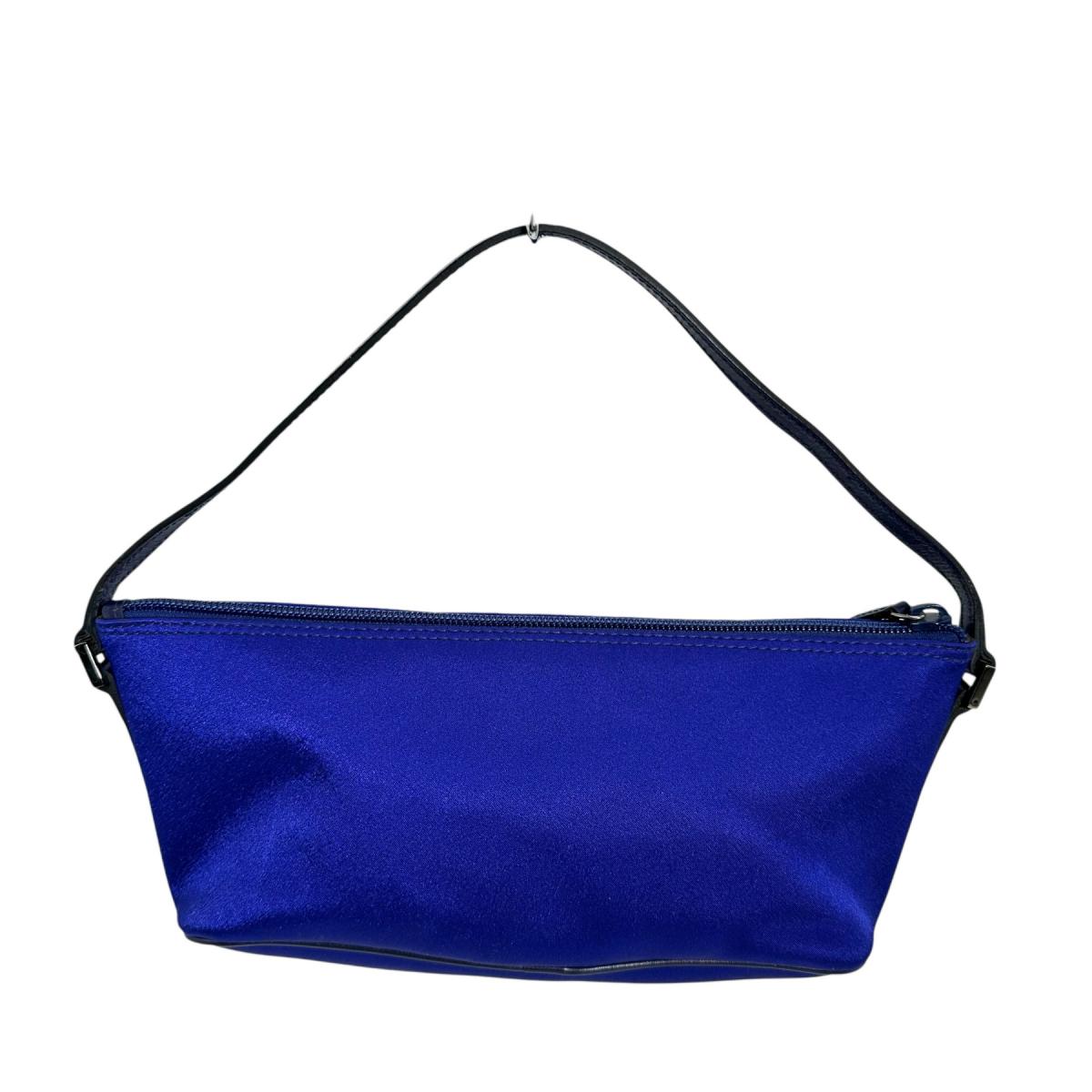 GUCCI Pouch 039-1103 Satin, Leather blue Hand pouch