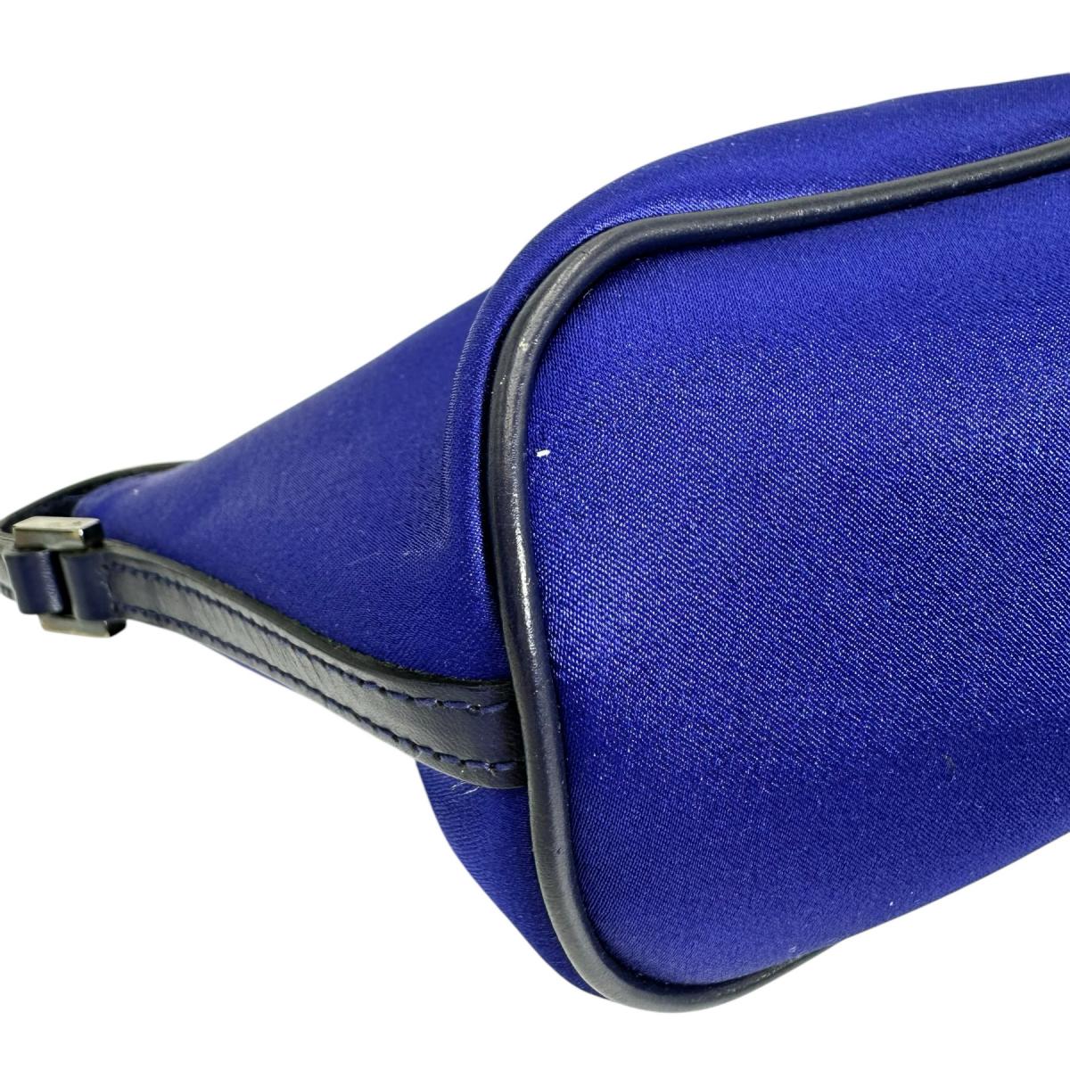 GUCCI Pouch 039-1103 Satin, Leather blue Hand pouch