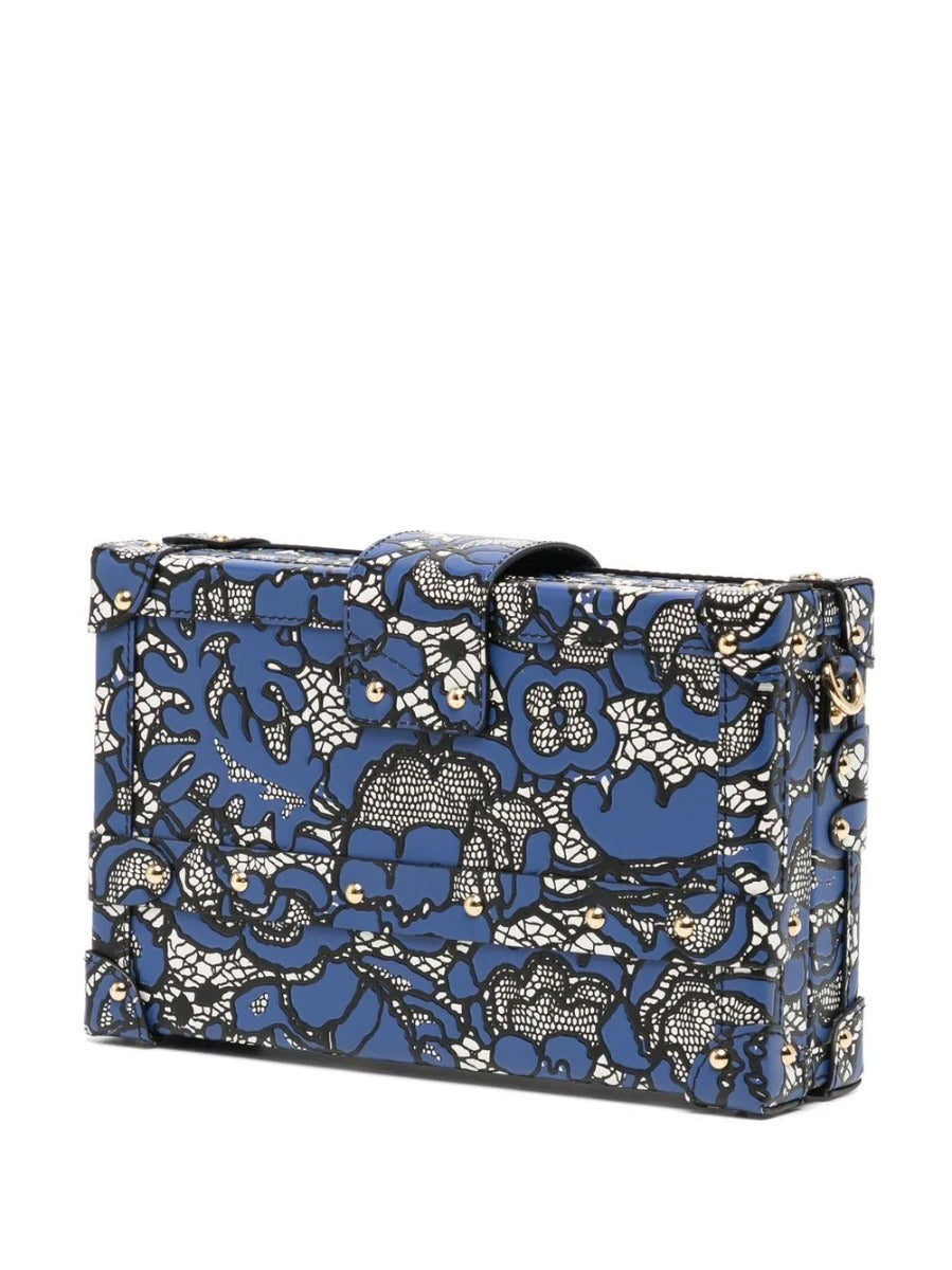 LOUIS VUITTON Blue Lace Floral Petite Malle Bag