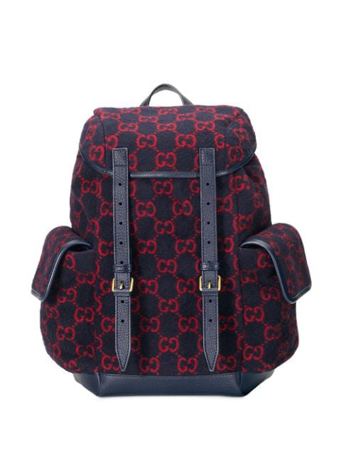 Gucci GG Monogram Print Wool Backpack in Navy