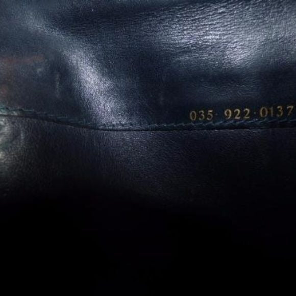 Gucci  Vintage Navy Coated Canvas Leather Checkbook Wallet
