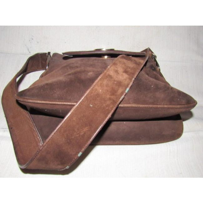 Gucci Vintage Pursesdesigner Purses Brown Suedeleather Suedeleather Satchel