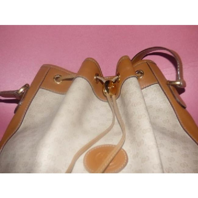 Gucci Vintage Pursesdesigner Purses Camel Small G Logo Print On Ivory Coated Canvas And Camel Leathe