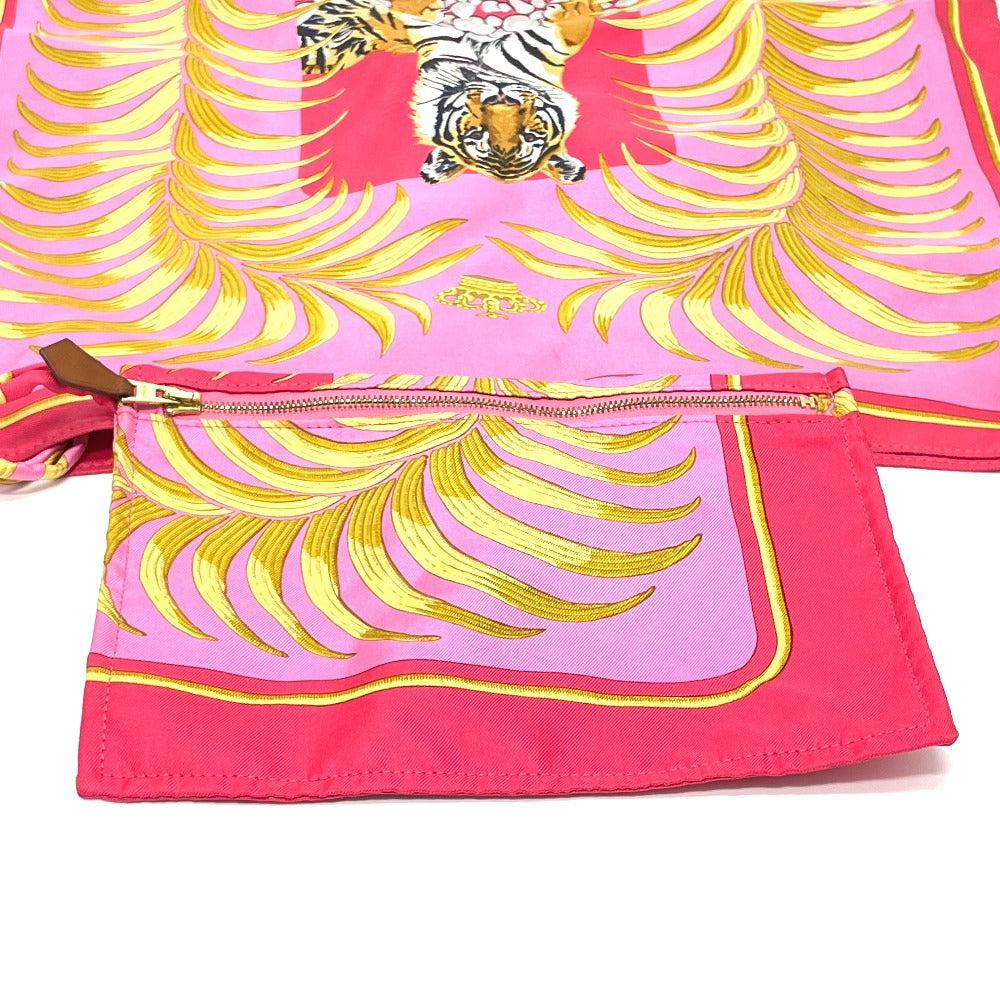 HERMES Shoulder Bag Silk / leather Pink type Tiger pattern silky city GM Women Used