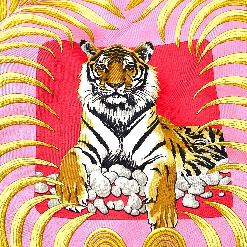 HERMES Shoulder Bag Silk / leather Pink type Tiger pattern silky city GM Women Used