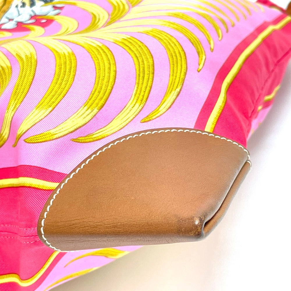 HERMES Shoulder Bag Silk / leather Pink type Tiger pattern silky city GM Women Used