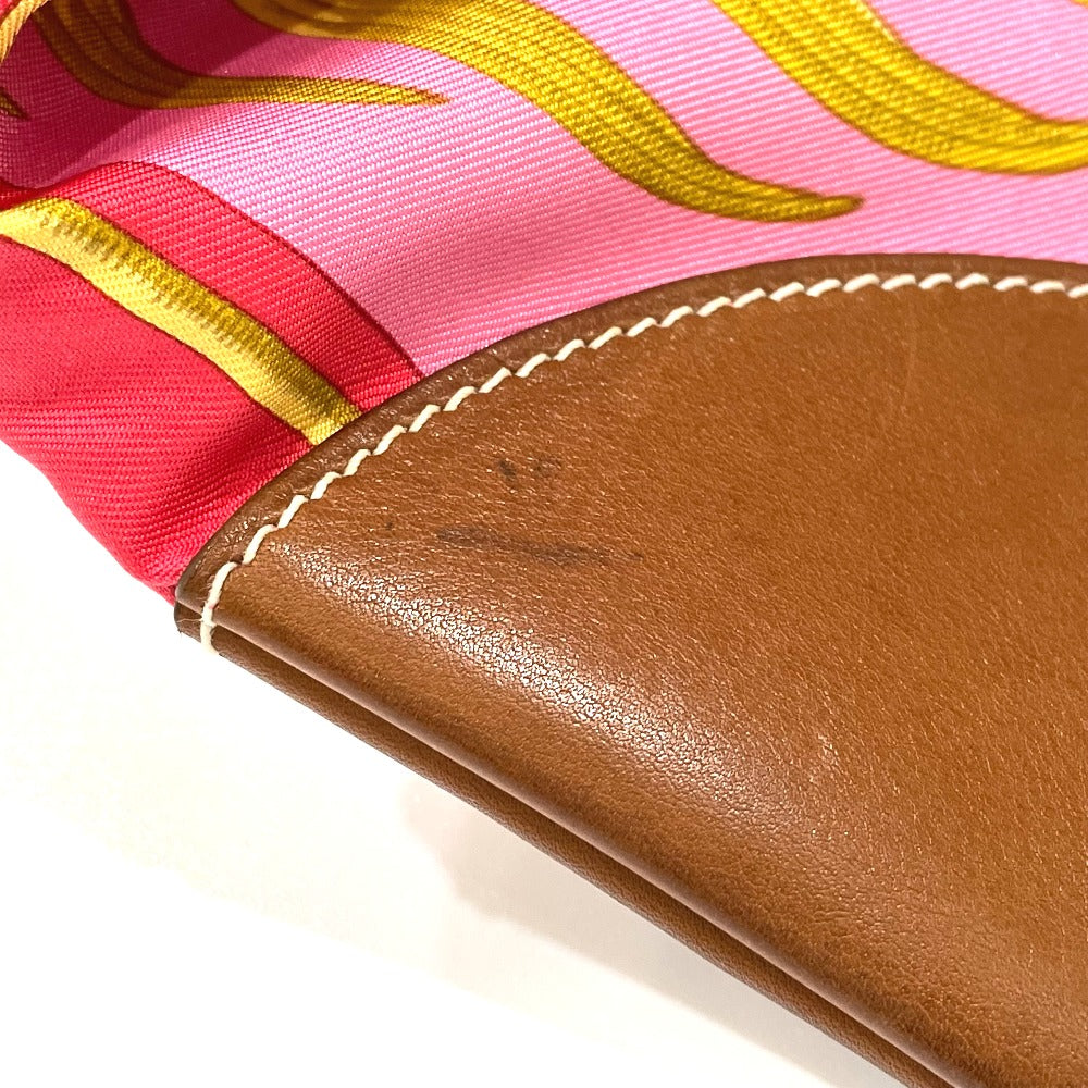 HERMES Shoulder Bag Silk / leather Pink type Tiger pattern silky city GM Women Used