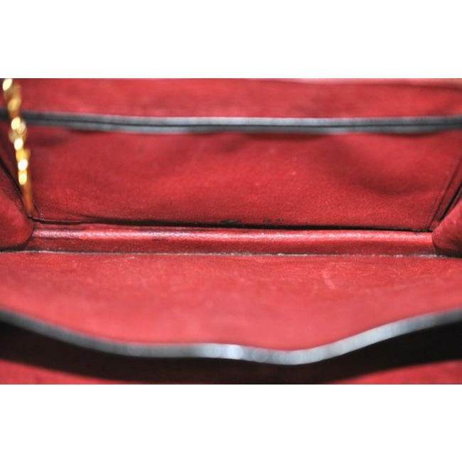 Gucci Top Bag Vintage Handle Multi Compartment Purse Black Leathergold Boar Skin Satchel