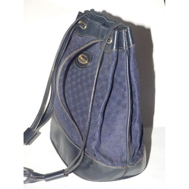 Gucci Webby Drawstring Pursesdesigner Purses Navy Leather And Gg Leather Satchel