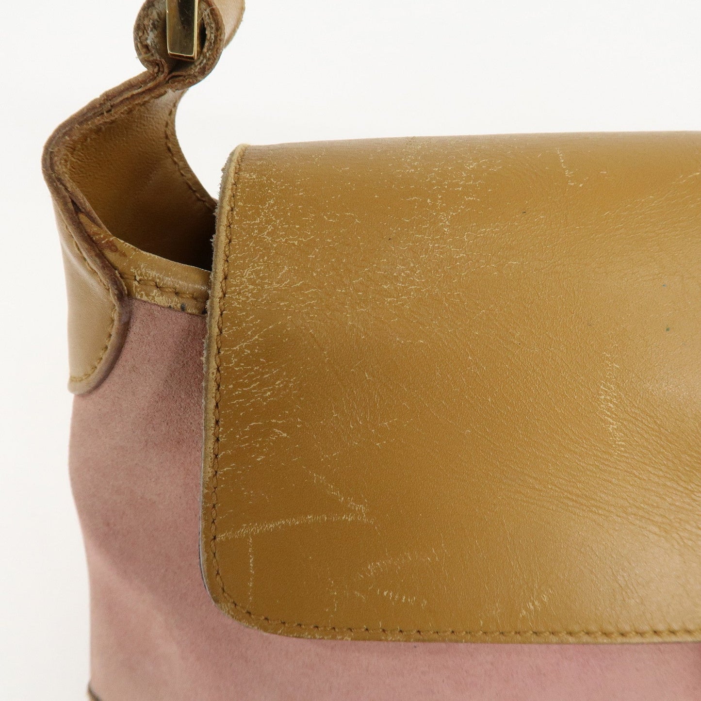 GUCCI Bamboo Suede Leather Shoulder Bag Pink Beige 001.4096.1705