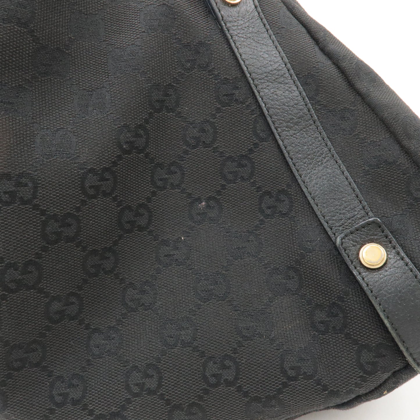 GUCCI Abbey GG Canvas Leather Tote Bag Shoulder Bag Black 130736