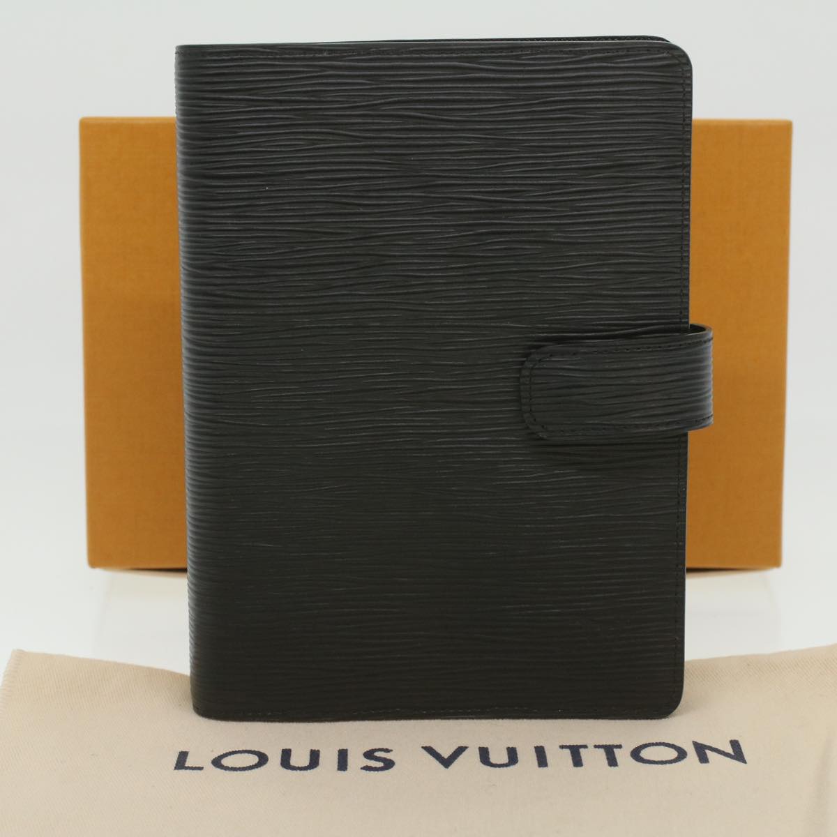 Louis Vuitton Black Leather Agenda cover wallet accessories