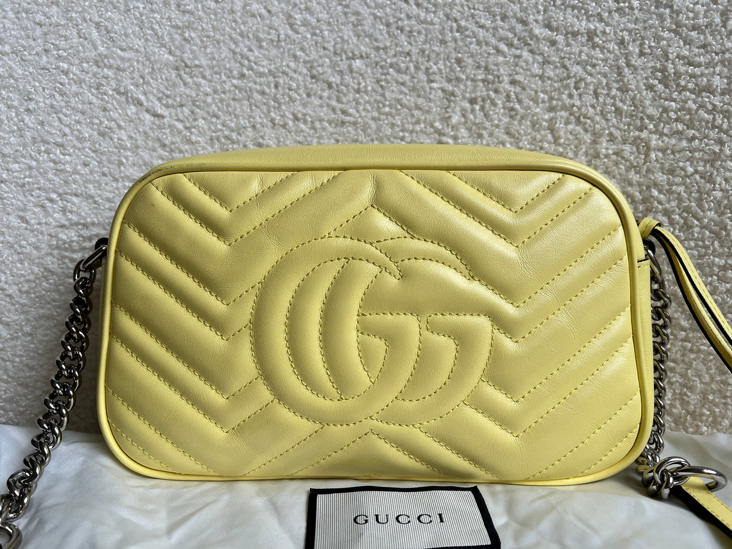 Gucci GG Pale Yellow Marmont Small Shoulder Bag (RRP £1340)