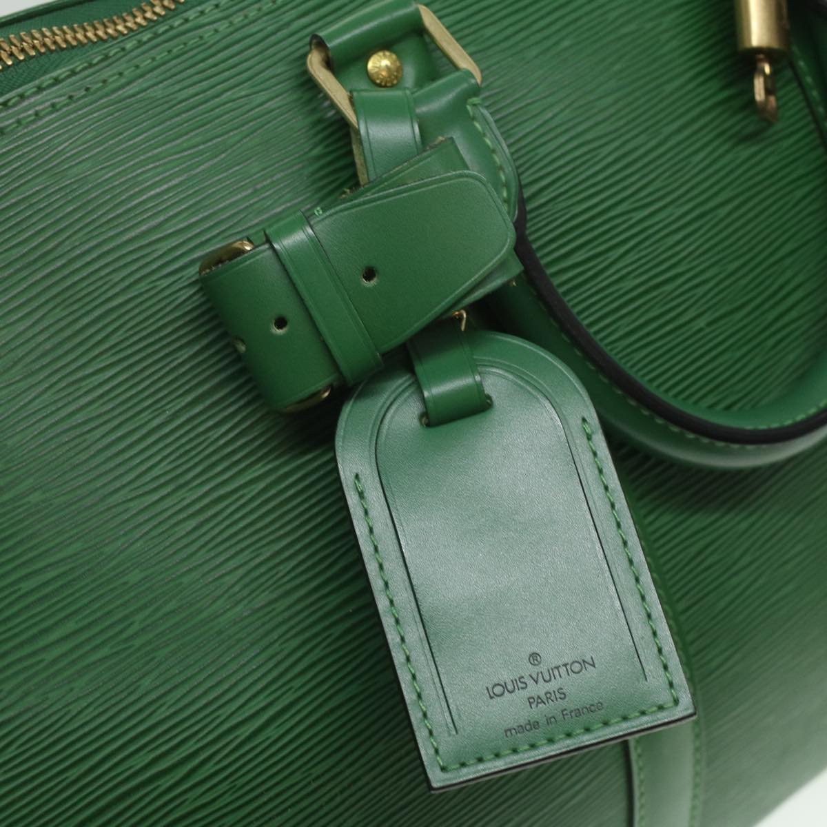 Louis Vuitton Green Leather Keepall 45 travel bag