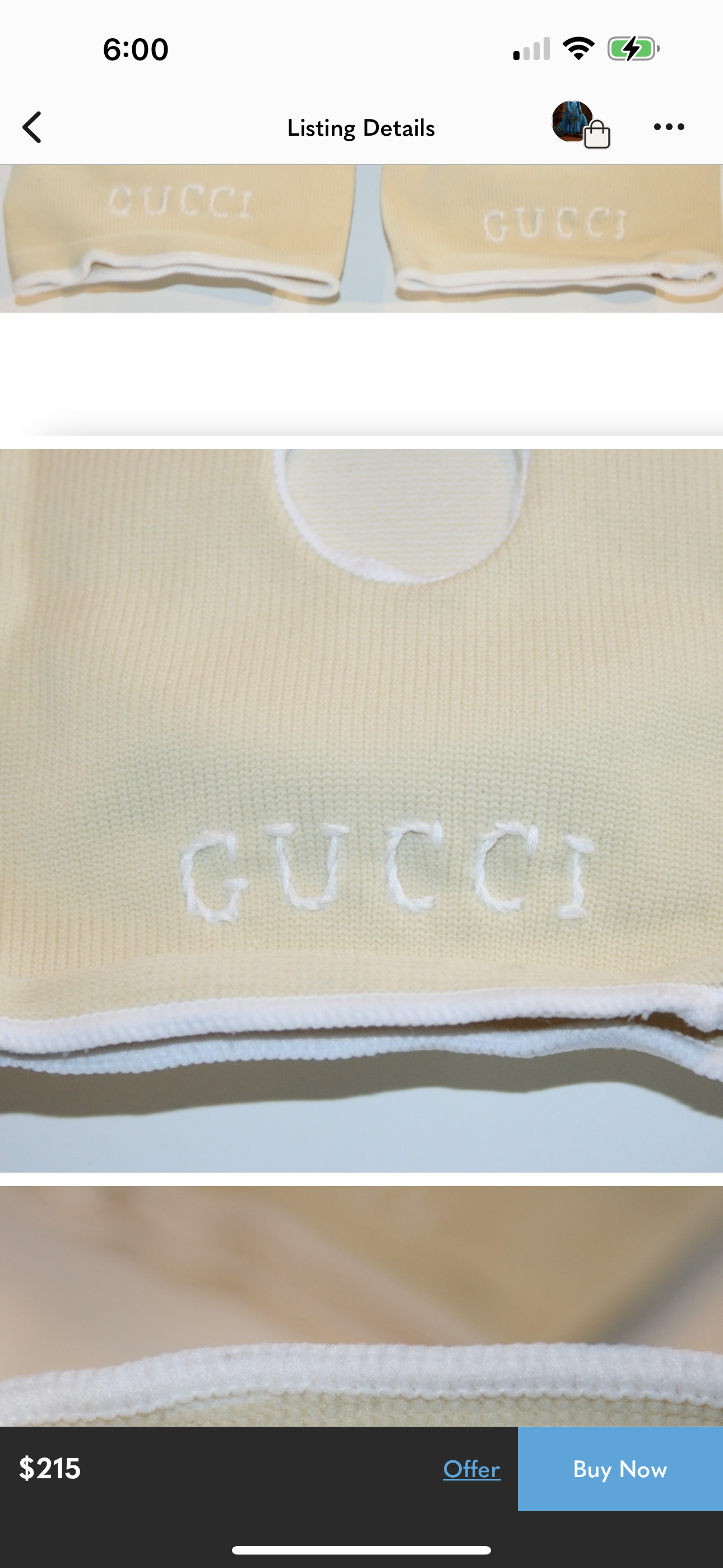 Gucci Ivory GG Logo Knee Pads