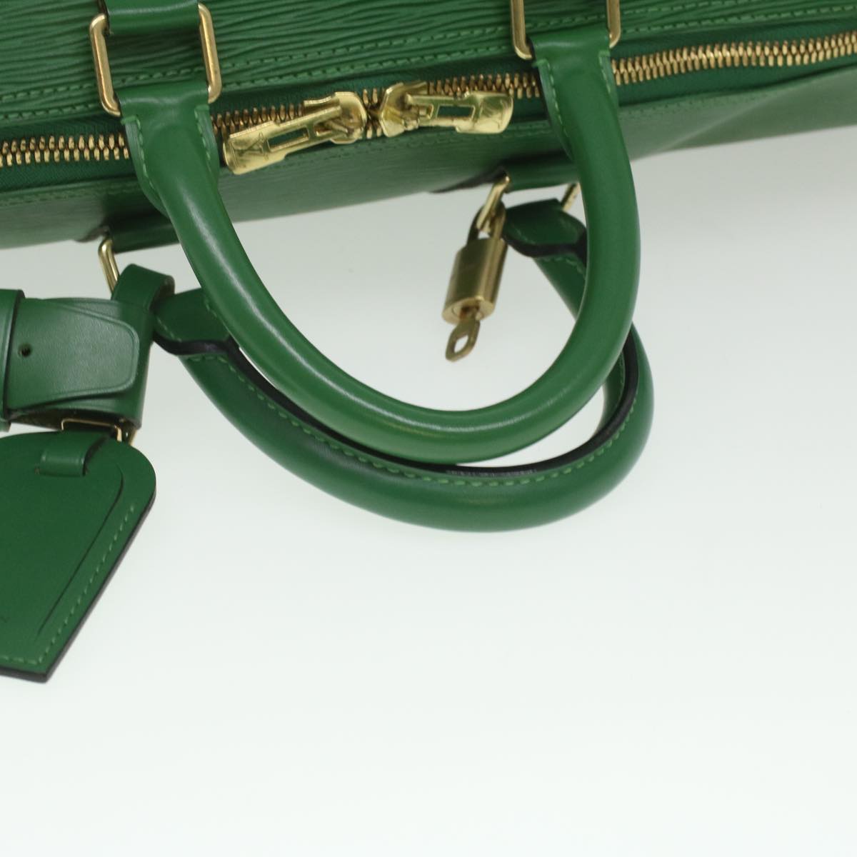 Louis Vuitton Green Leather Keepall 45 travel bag