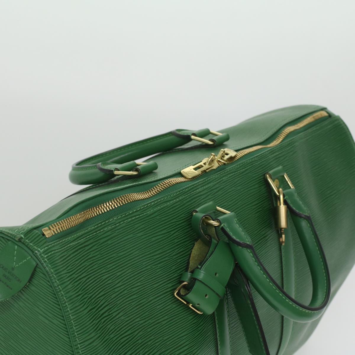 Louis Vuitton Green Leather Keepall 45 travel bag