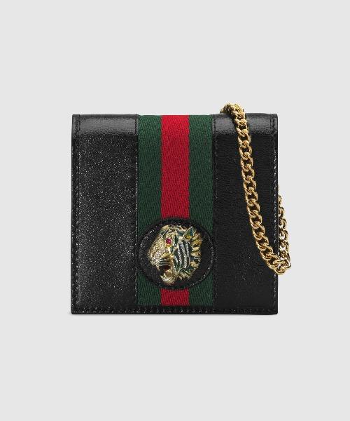 Gucci Rajah Chain  Case Wallet Black