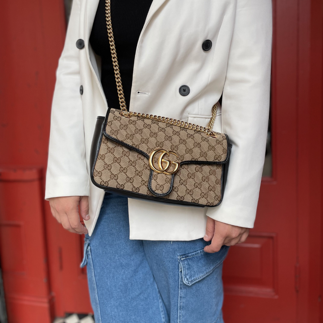Gucci GG Small Marmont Canvas & Leather