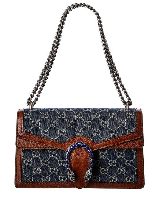 Gucci Small Dionysus Shoulder Bag in Blue and Ivory GG