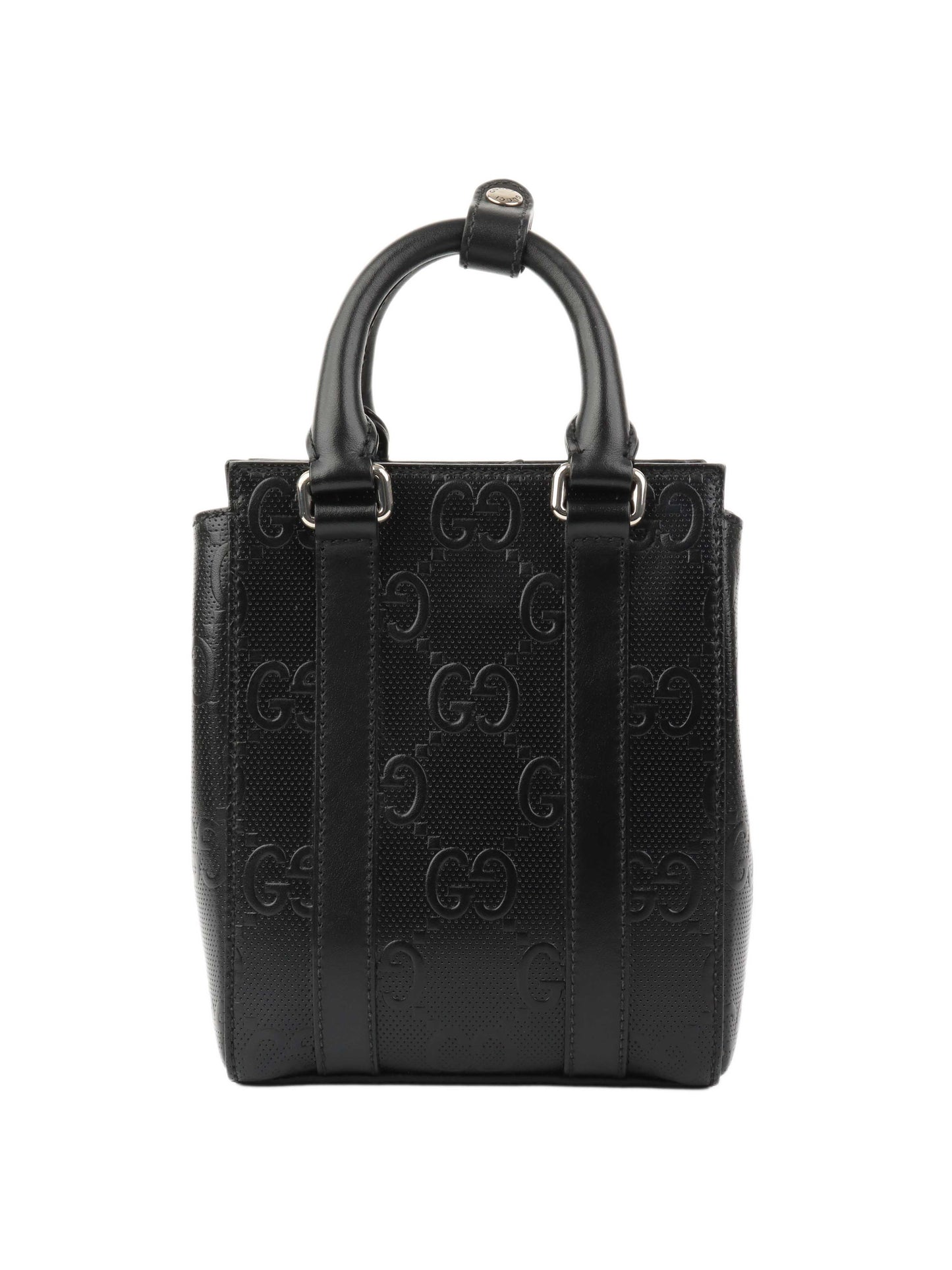 Gucci Black Monogram Satchel Bag.