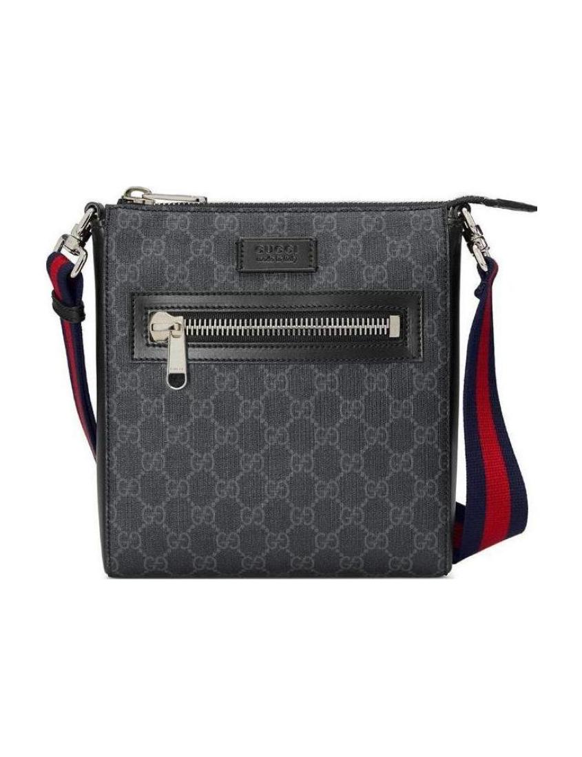 Gucci Black GG Supreme canvas small messenger bag