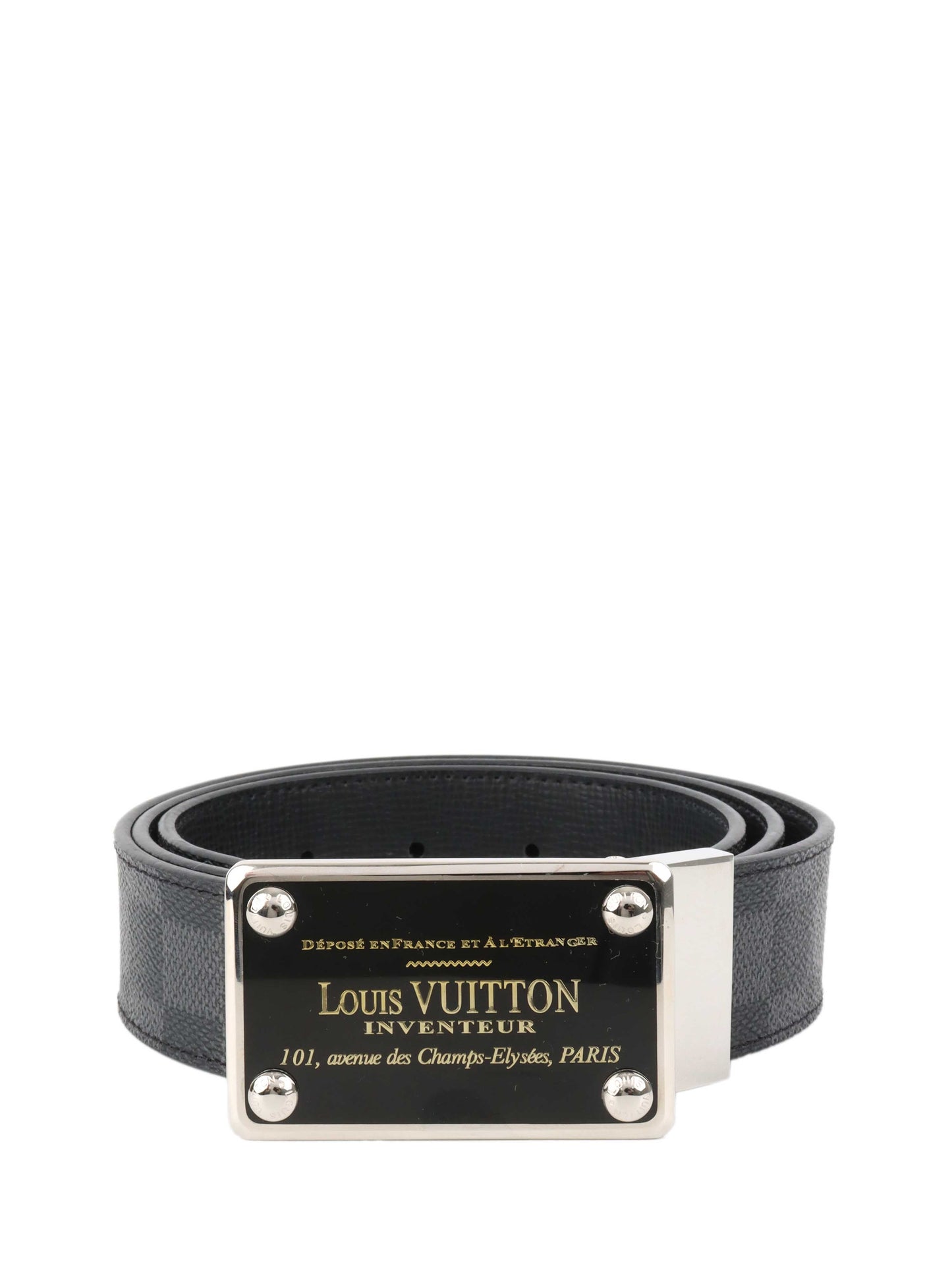 Louis Vuitton Damier Graphite Inventeur Belt.