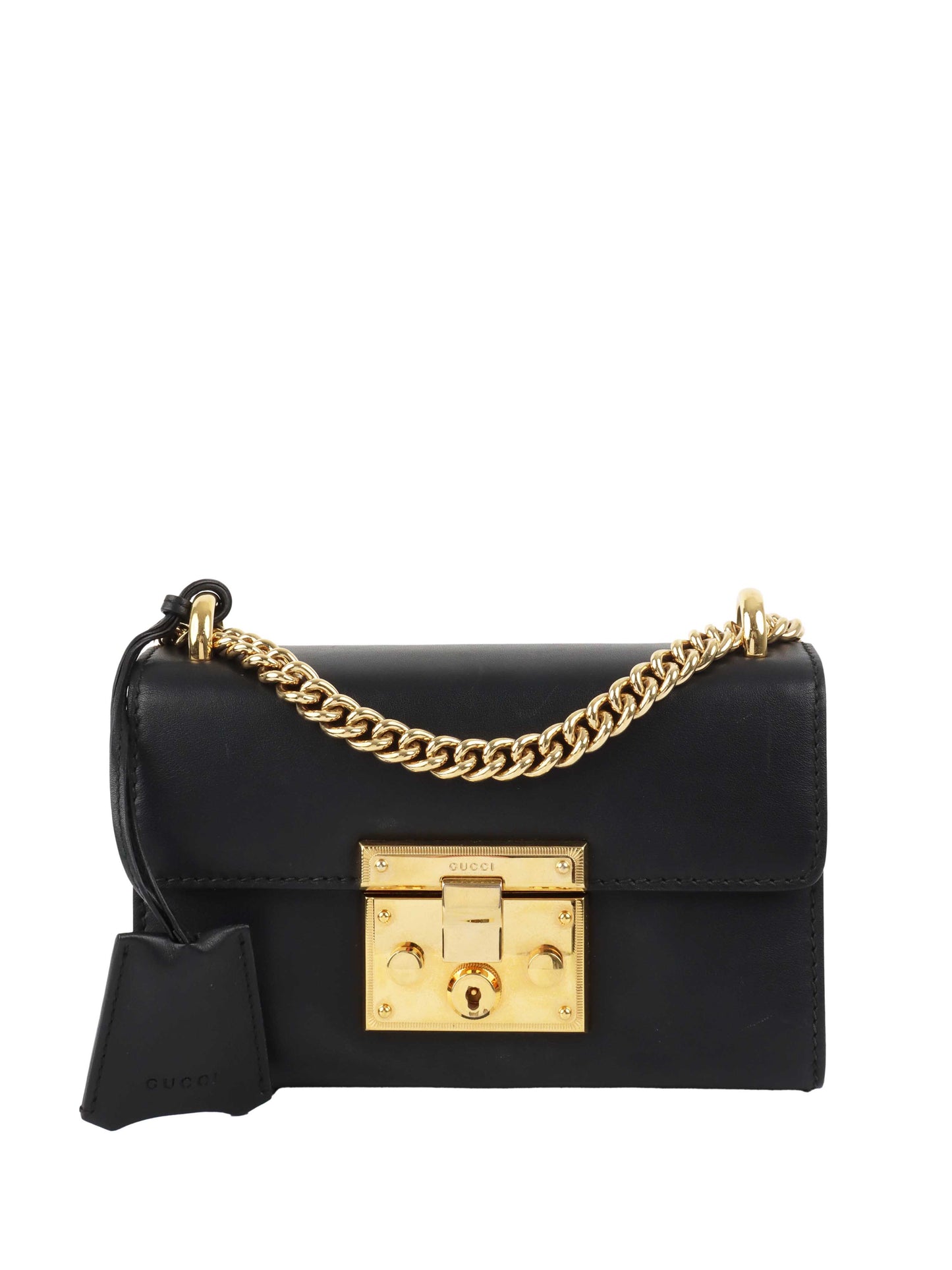 Gucci Black Padlock Chain Shoulder Bag.