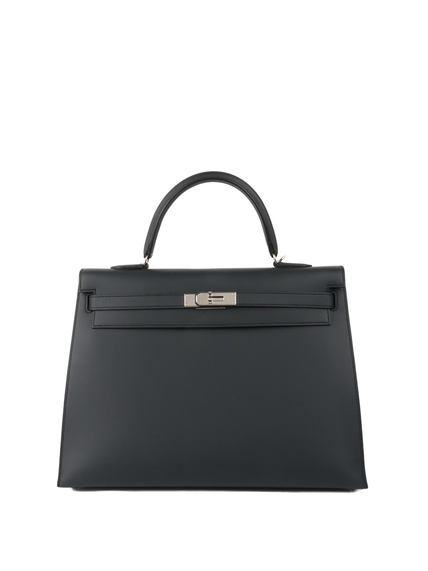 Hermes Kelly 35 Black Sombrero Leather PHW.