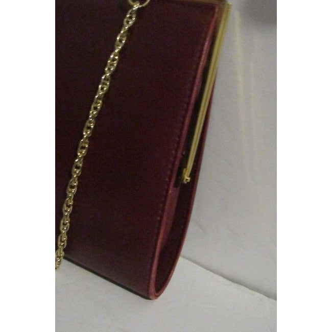 Gucci Clutch W Two Bagclutch Removable Chain Strap Dark Red Leathergold Shoulder Bag