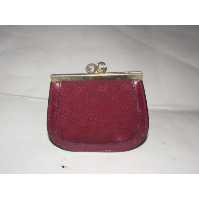 Gucci Burgundy Small G Logo Print Vintage Wallet