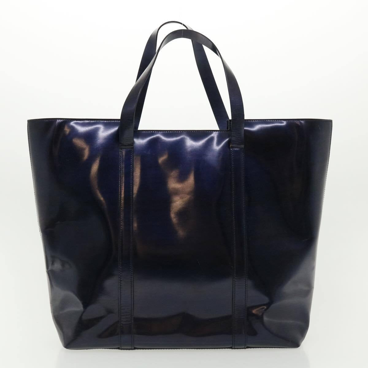 Gucci, metallic blue leather, XL tote bag/shoulder purse with  a top zip closure, graduated shape, & chrome accents