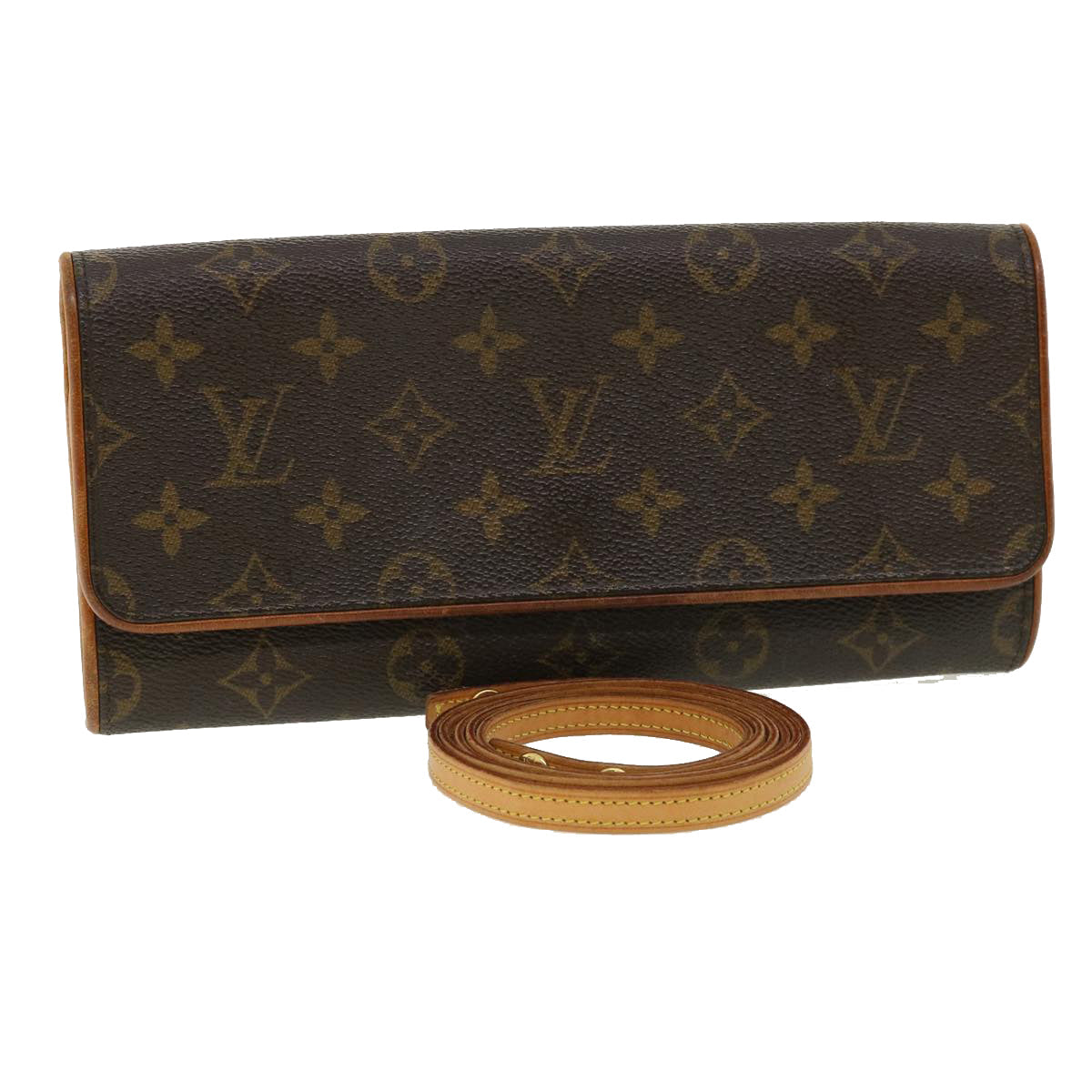Louis Vuitton Brown Canvas Pochette Twin shoulder bag