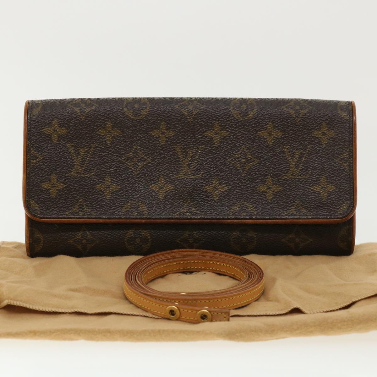 Louis Vuitton Brown Canvas Pochette Twin shoulder bag