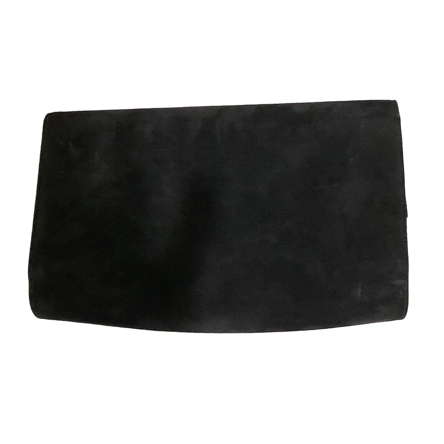 Gucci navy suede clutch w a round buckle accent