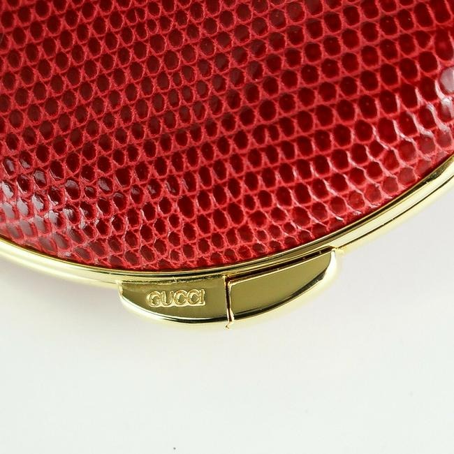Gucci Red Lizard Leather Gold Compact