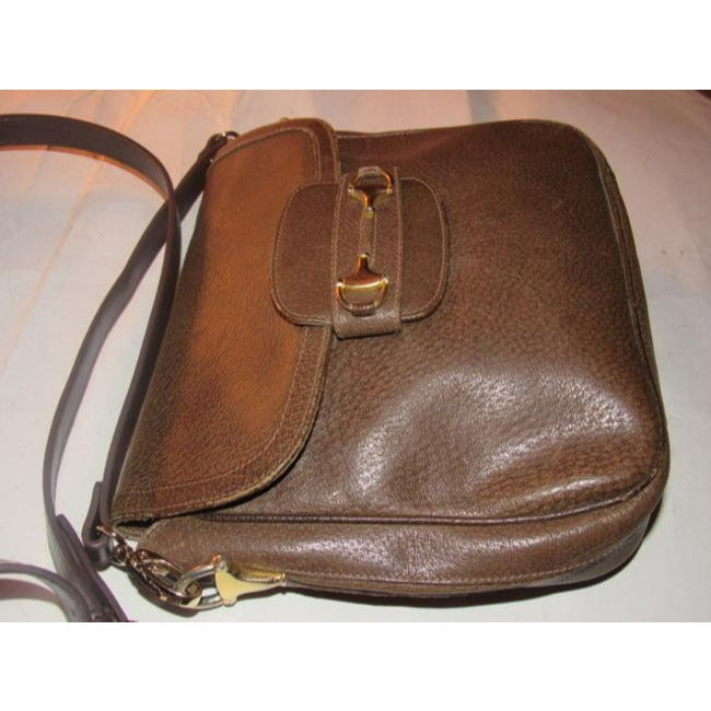 Gucci Horsebit W Envelope Top Clasp Brown Leather Shoulder Bag