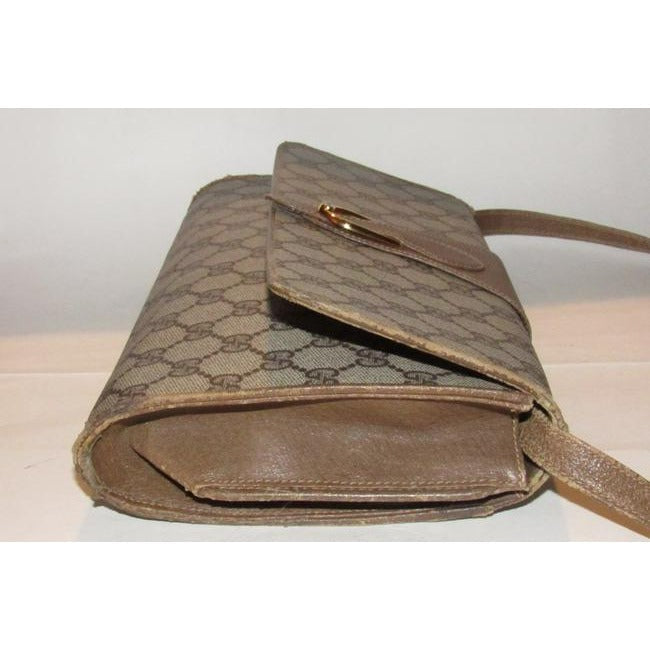 Gucci Horsebit Vintage Accessory Collection Two Way Brown Gg Canvas Bag