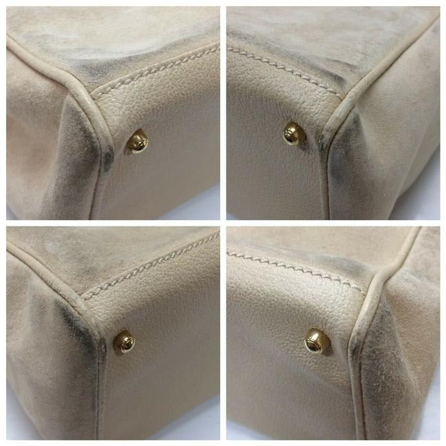 Gucci Stone Suede And Leather With Two Bamboo Handles Satchel