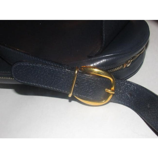 Gucci Vintage Bamboo Line Triangular Navy Blue Leather Backpack