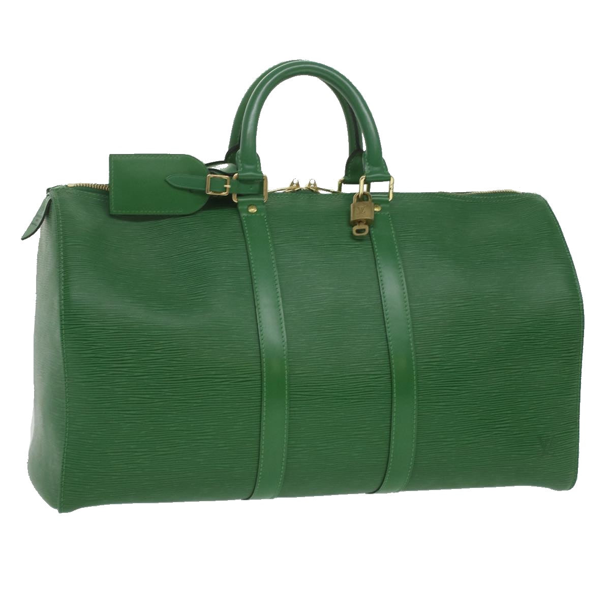 Louis Vuitton Green Leather Keepall 45 travel bag