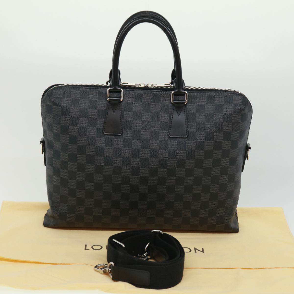 Louis Vuitton Black Canvas Porte documents Jour briefcase bag