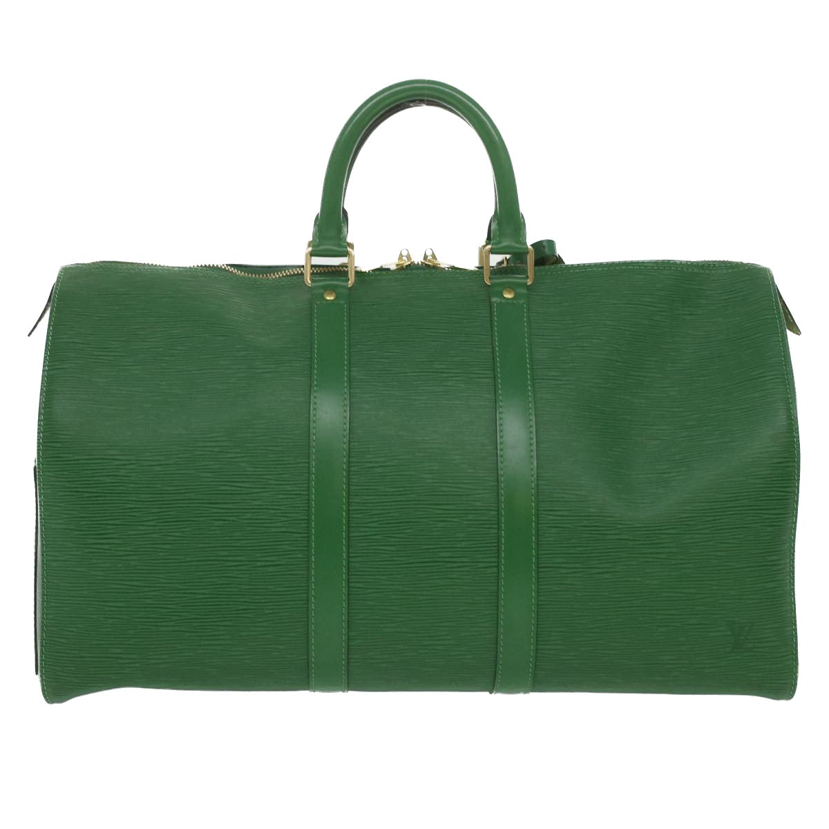 Louis Vuitton Green Leather Keepall 45 travel bag